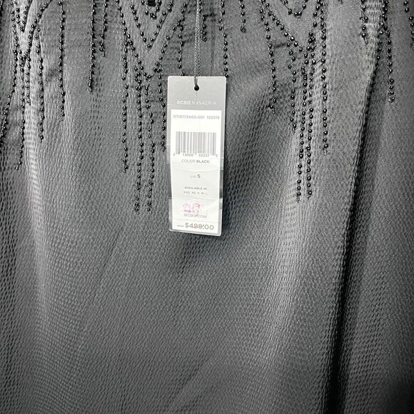 BCBGMAXAZRIA Dress Women Small Black Beaded Gown Boho Whimsigoth $428 NWT 1901 - Picture 6 of 12